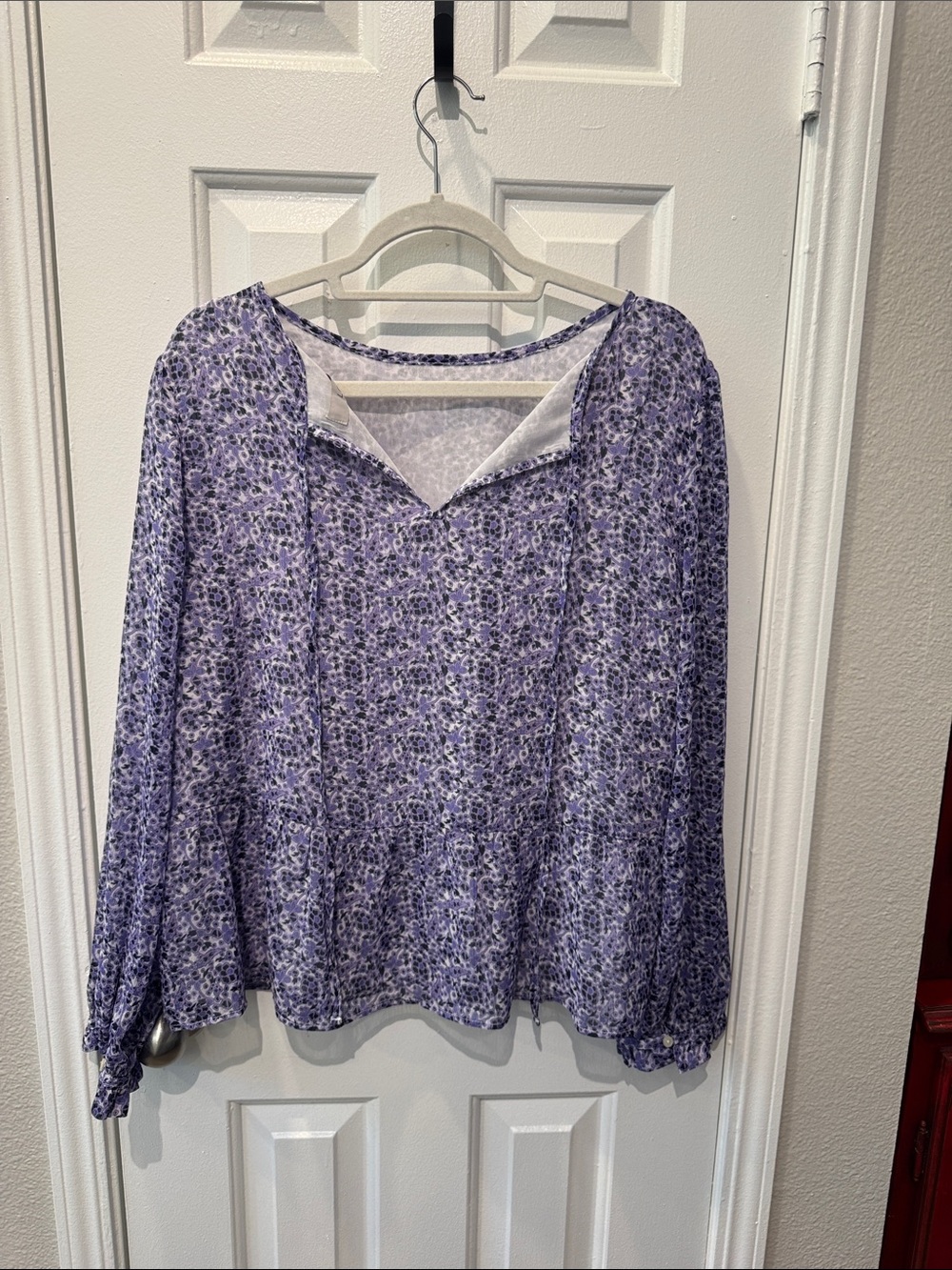 LOFT Lavender Floral Long-Sleeve Tee